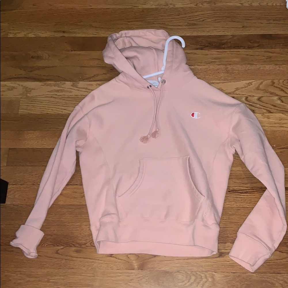 reverse weave pink champion hoodie